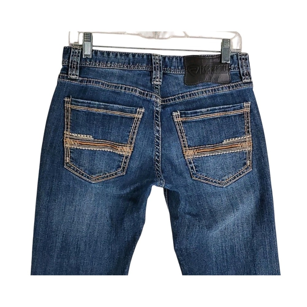 Rock Roll Blue Jeans Pistol Skinny Straight Mens 29x32 Stretch Western (29x30.5)